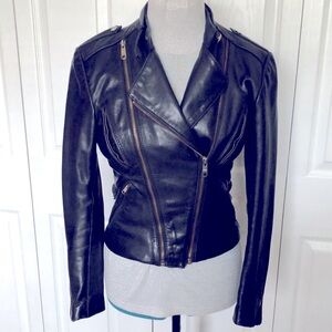 80s Gandalf Detroit Motorcycle Moto Soft Leather Jacket Vintage Size 9 (medium)